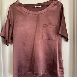 Women's Brown Satin Top
